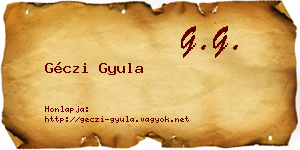 Géczi Gyula névjegykártya